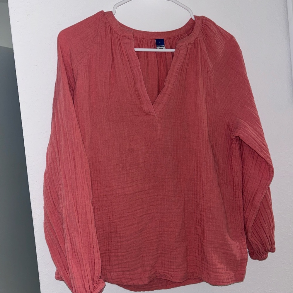 Old Navy Pink Relaxed Ribbed Blouse